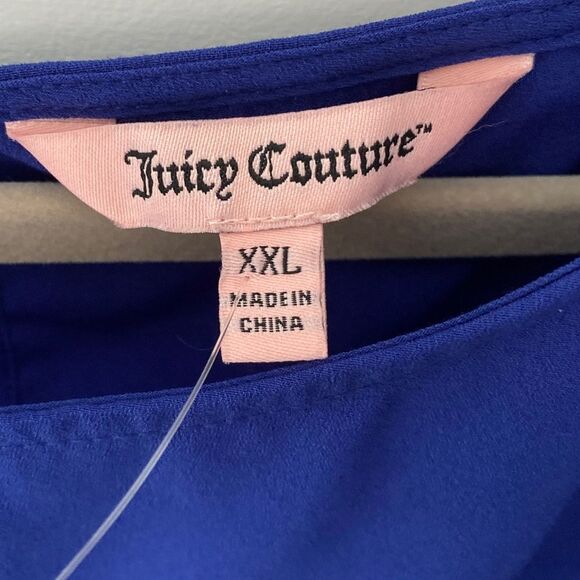 JUICY COUTURE Exaggerated Ruffle Flutter Sleeve Top Blouse Cobalt Blue Plus XXL - Picture 4 of 11